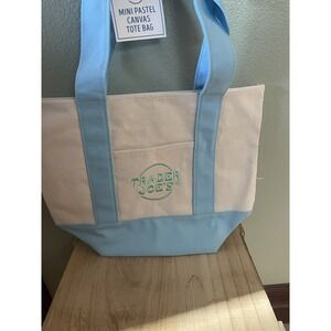 Trader Joe's Azul Pastel Mini Canvas Tote Bag  LIMITED EDITION NEW Easter